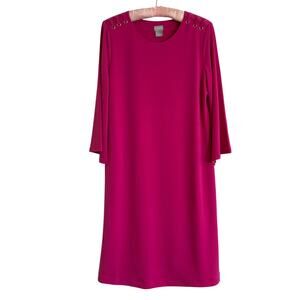 Chico's Dress Size 0 = Womens XS Hot Pink Flowy Sleeves Midi Glam